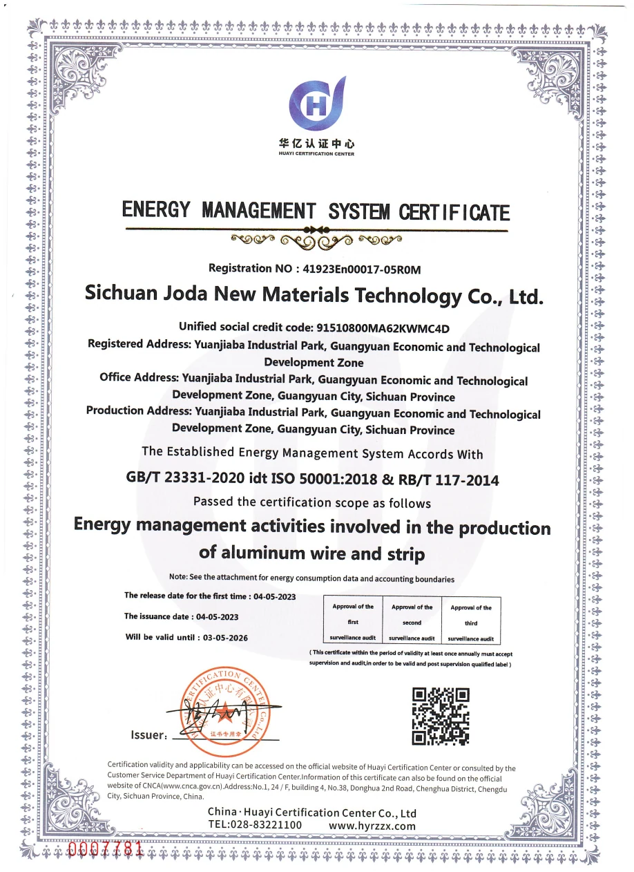 Joda · ISO 50001: client-supplied historical certificate copy